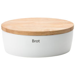 Continenta Panera 36x23x13,5 cm, Cerámica con Tapa de Madera para Almacenar, Cortar y Servir Pan, Artesanal con Adhesivos Intercambiables